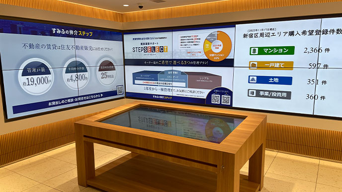 シティテラスおおたかの森ステーションコートの店頭パネル＆デジタルサイネージ